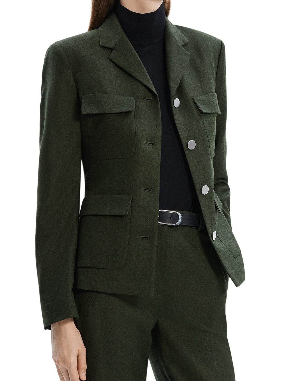 Brand New: Theory Olive Green Military-Style Wool Blazer 100% Wool